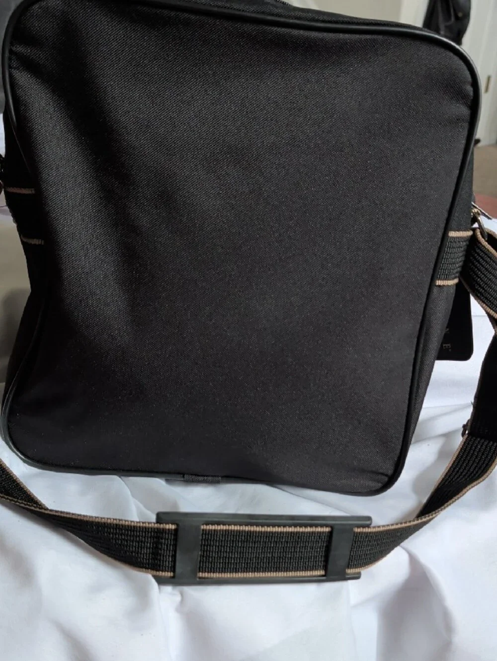 TOWNE Black Men's Messenger Bag with Subtle Brown Accents